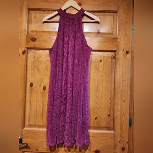 Nine West Luscious Berry High Neck Metalic Shift Dress, Size XL NWT